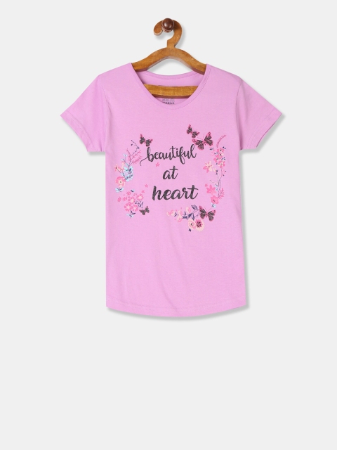

Cherokee Girls Purple Printed Round Neck T-shirt