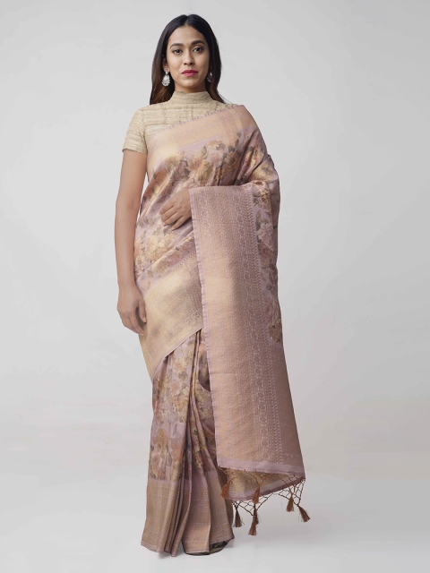 

Unnati Silks Pink & Gold Silk Cotton Woven Design Banarasi Saree