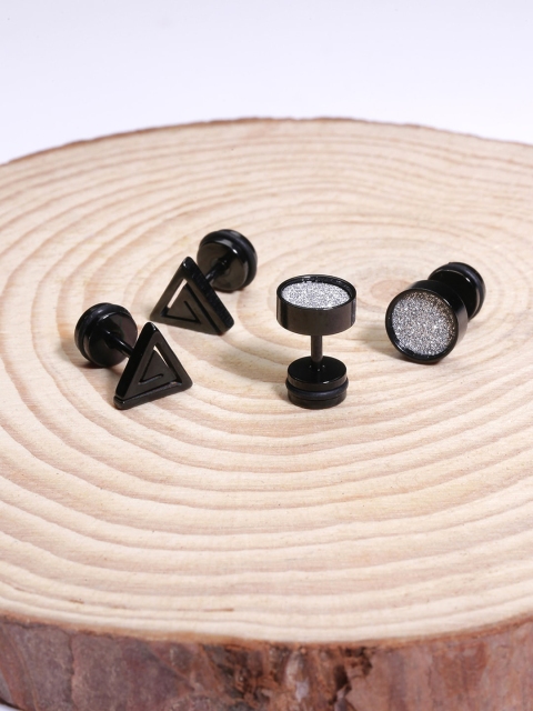 

Yellow Chimes Black Geometric Oxidised Studs