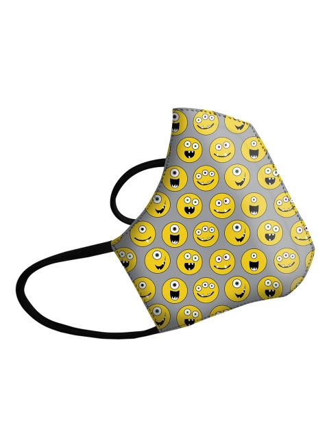 

Lioncrown Kids Grey & Yellow Printed N95 5-Ply Reusable Protective Face Mask