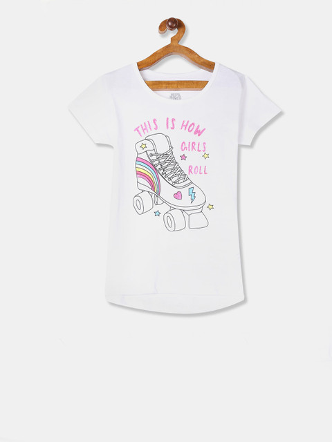 

Cherokee Girls White Printed Round Neck T-shirt