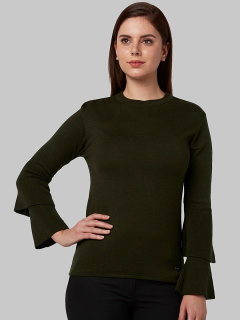 

Park Avenue Woman Women Olive Green Solid Pullover Sweater