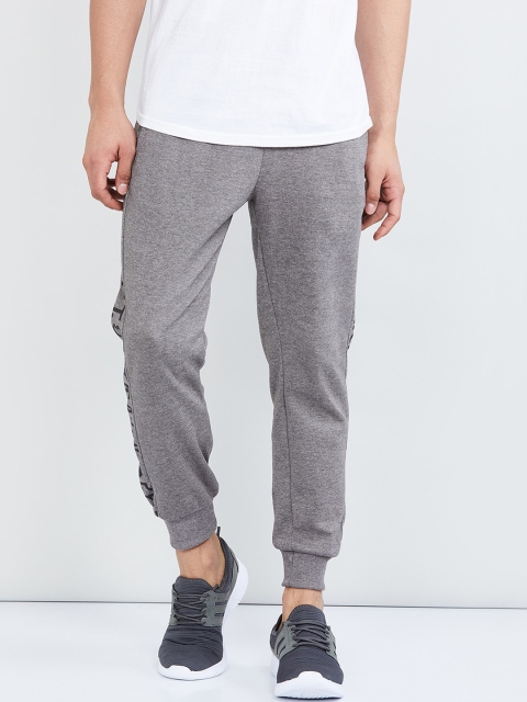 

max Men Grey Printed Straight-Fit Joggers