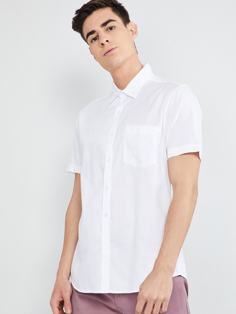 

max Men White Regular Fit Solid Casual Shirt