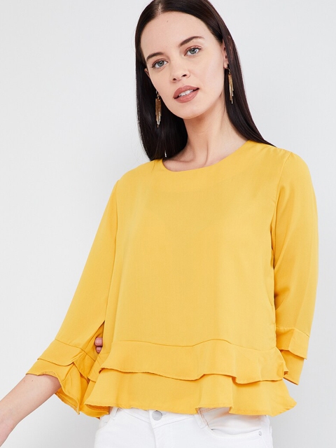 

max Women Yellow Solid Top