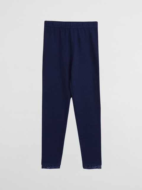 

max Girls Blue Solid Ankle-Length Leggings