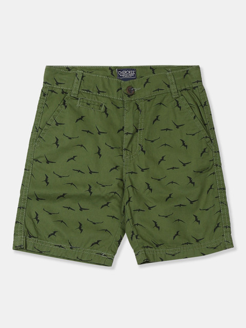 

Cherokee Boys Olive Green Printed Regular Fit Regular Shorts