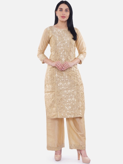 

Be Indi Women Gold-Toned Self Design Kurta with Trousers