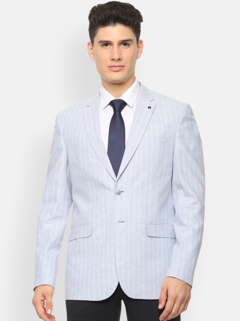 

Van Heusen Men Blue & White Striped Slim-Fit Single-Breasted Formal Blazer