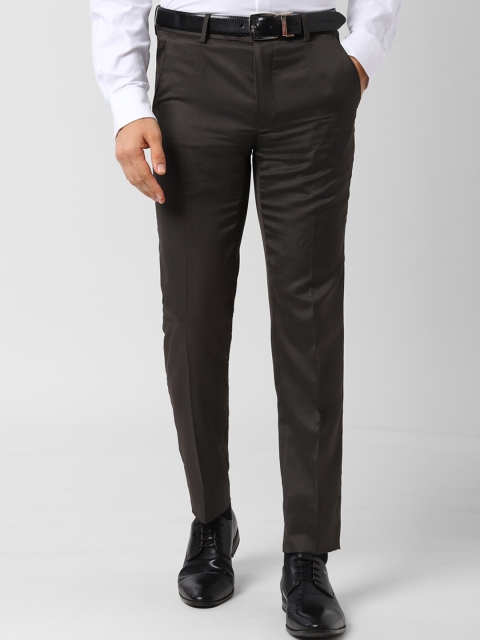 

Peter England Men Brown Slim Fit Self Design Formal Trousers