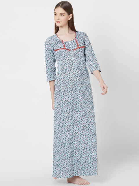 

Sweet Dreams Green Printed Nightdress