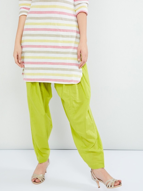 

max Women Lime Green Solid Straight-Fit Salwar