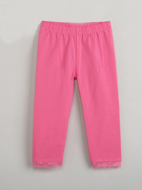 

max Girls Pink Solid Ankle-Length Leggings