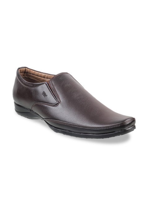 

WALKWAY Men Brown Solid Formal Slip-Ons