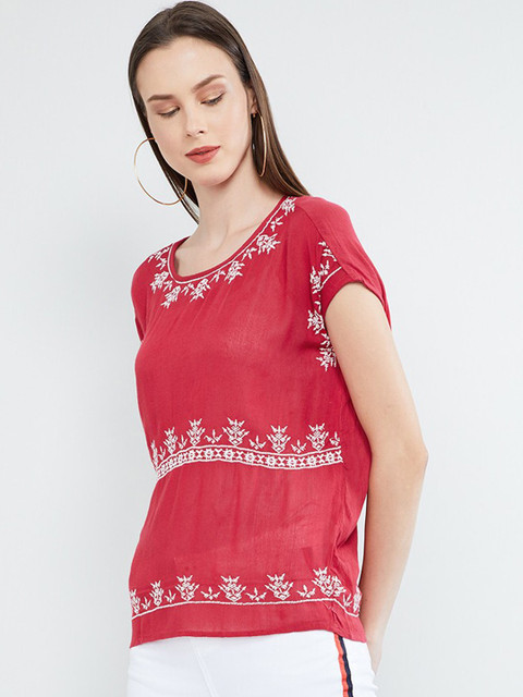

max Women Red Embroidered Top