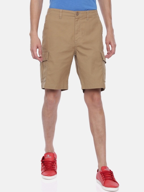 

Breakbounce Men Khaki Brown Solid Slim Fit Cargo Shorts