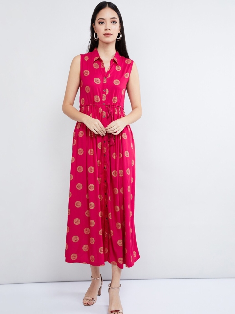 

max Women Fuchsia Printed A-Line Dress