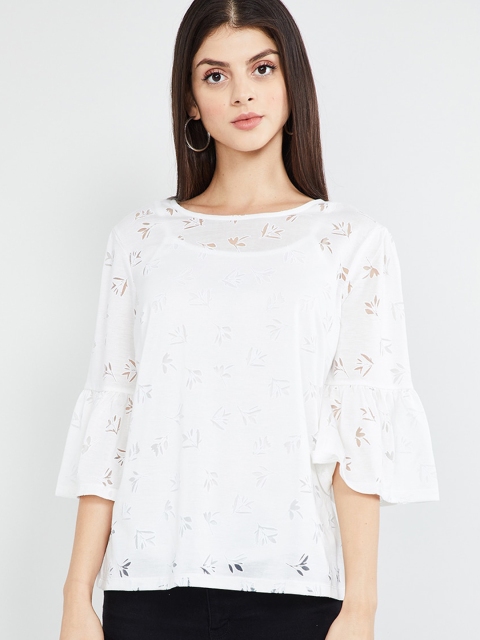 

max Women White Self Design Top