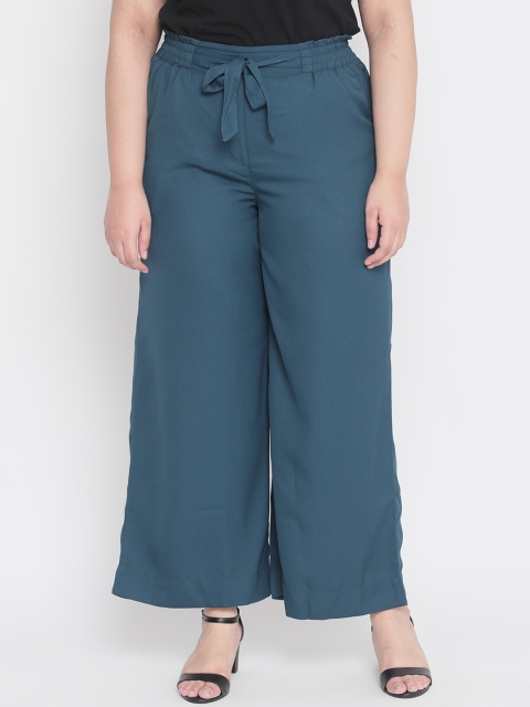 

Amydus Women Plus Size Green Regular Fit Solid Parallel Trousers