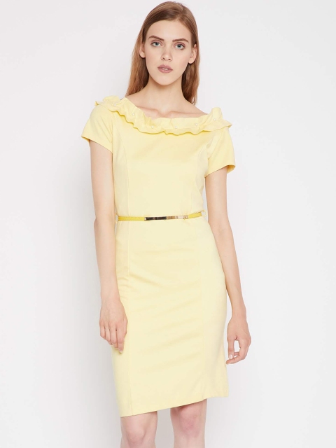 

Madame Women Yellow Solid Sheath Dress