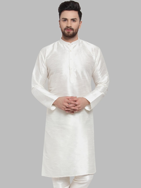 

Jompers Men White Solid Straight Kurta