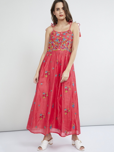 

max Women Fuchsia Pink Floral Embroidered Maxi Dress