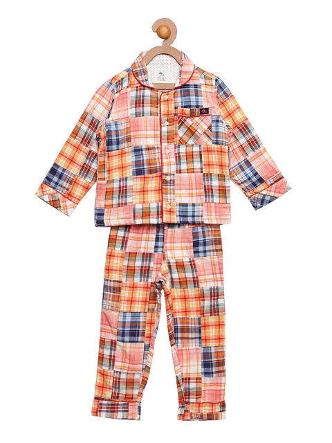 

Cherry Crumble Kids Orange Checked Night Suit