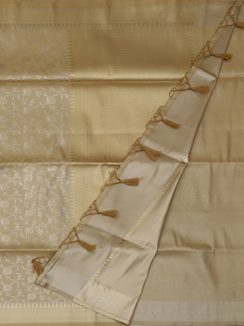 

Pothys Cream-Coloured & Gold-Toned Art Silk Woven Design Saree