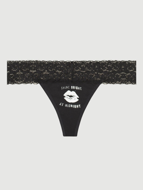 

La Senza Women Black & White Solid Remix Thongs 11059972-4DQ2