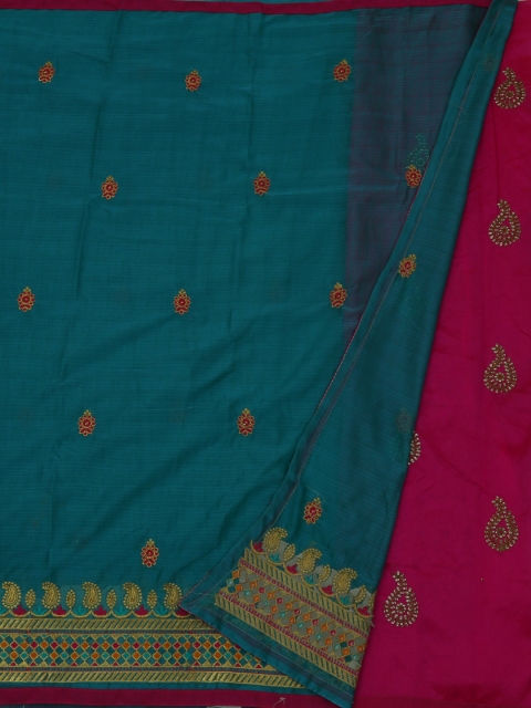 

Pothys Blue Embroidered Poly Georgette Saree