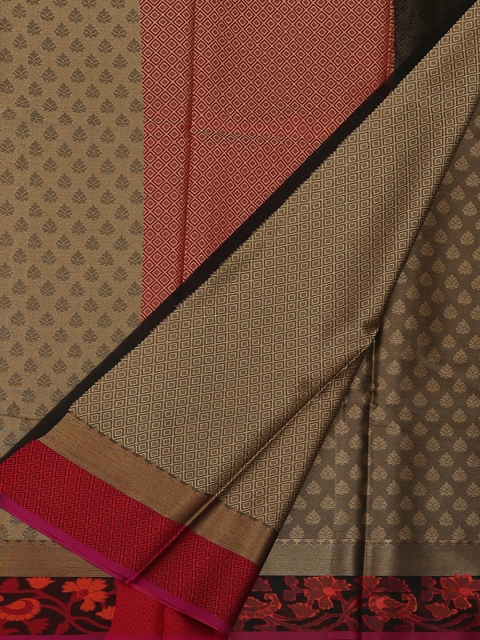 

Pothys Beige & Gold Jute Silk Woven Design Saree