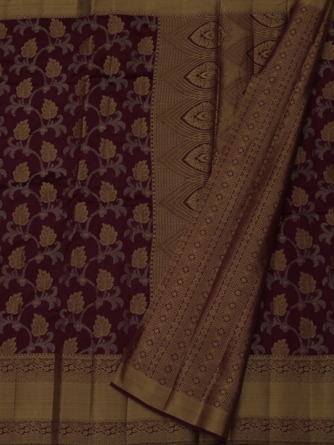 

Pothys Maroon & Gold-Toned Jute Silk Printed Saree