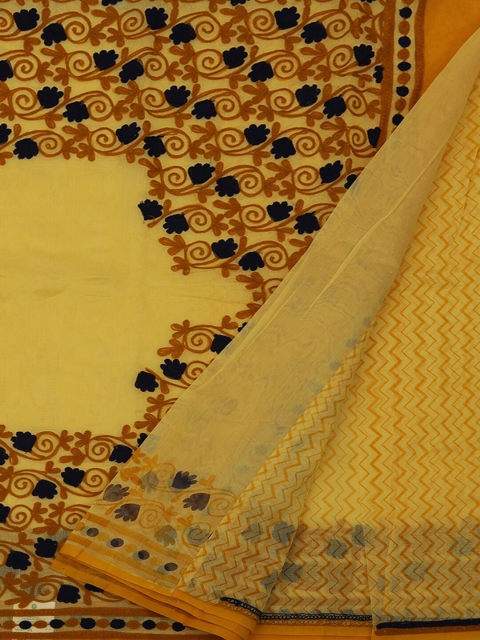 

Pothys Yellow & Beige Supernet Woven Design Saree