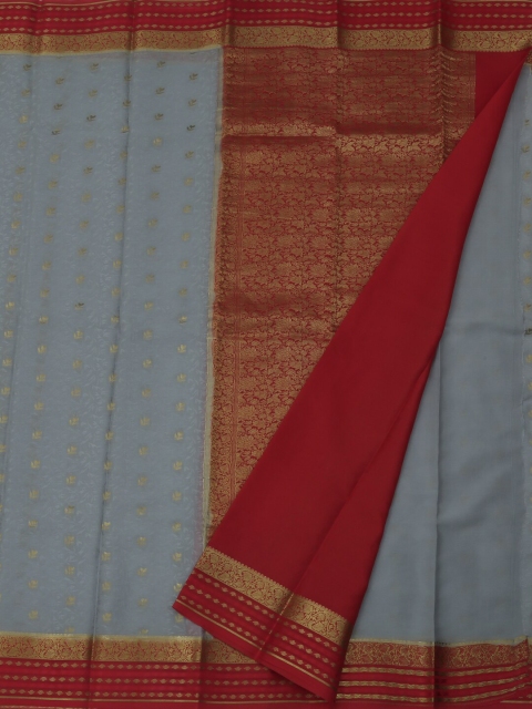 

Pothys Grey Pure Crepe Woven Design Mysore Silk Saree