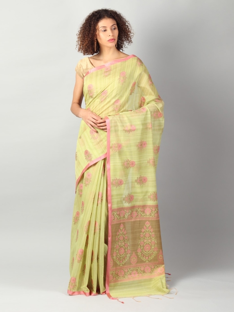 

EthnicRoom Green & Gold Jute Cotton Woven Design Banarasi Saree