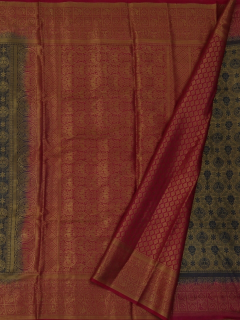 

Pothys Navy Blue & Maroon Jute Silk Woven Design Saree