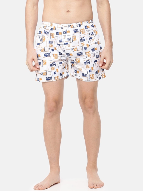

Cross Court Men White & Blue Printed Pure Cotton Boxers CCBX220