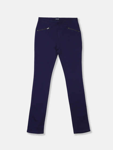 

The Childrens Place Girls Blue Slim Fit Solid Regular Trousers