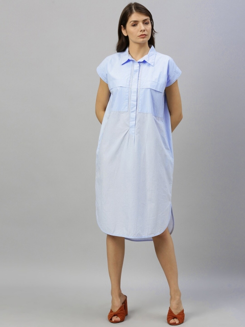 

RAREISM Women Blue Solid Shirt Dress