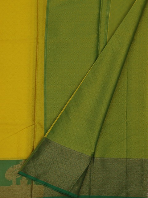 

Pothys Yellow & Green Jute Silk Woven Design Saree