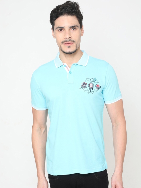 

Oxemberg Men Sea Green Printed Polo Collar T-shirt