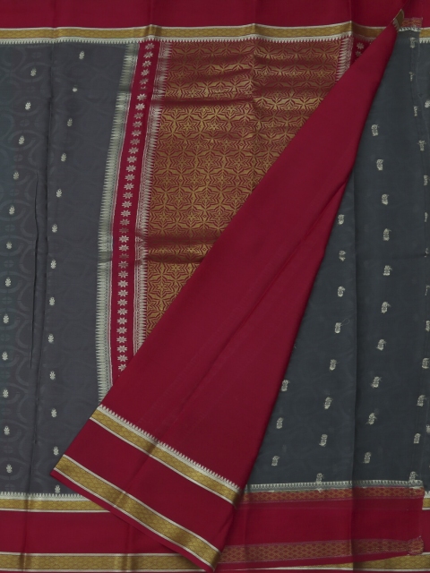 

Pothys Grey & Red Pure Crepe Printed Saree