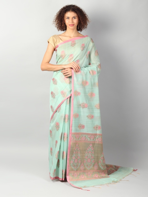 

EthnicRoom Blue Jute Cotton Woven Design Banarasi Saree
