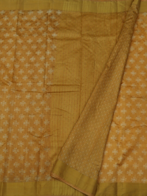 

Pothys Yellow Checked Jute Silk Saree