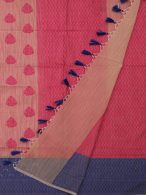 

Pothys Cream-Coloured & Pink Supernet Woven Design Saree