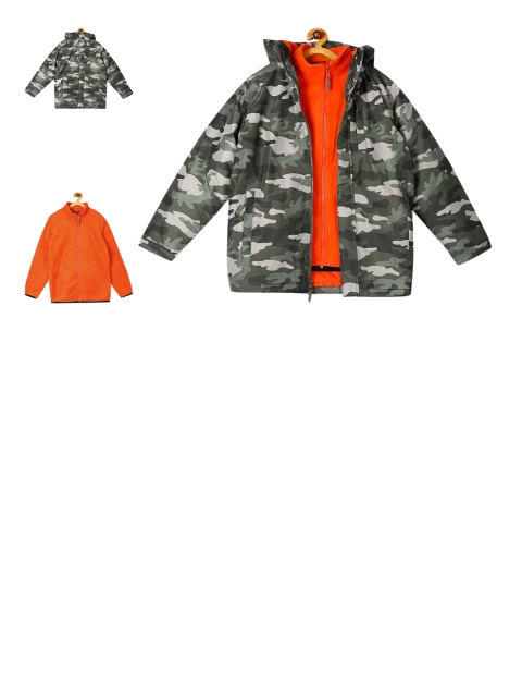 

The Childrens Place Boys Green & Orange Pack of 2 Printed Padded Jacket