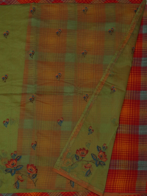 

Pothys Green Embroidered Supernet Saree