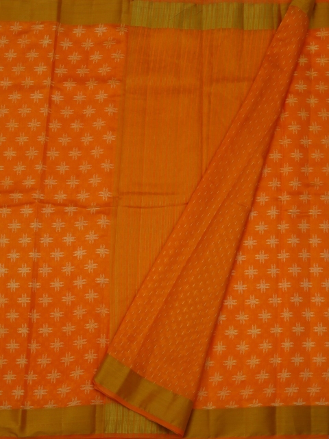 

Pothys Orange & Gold-Toned Jute Silk Woven Design Saree
