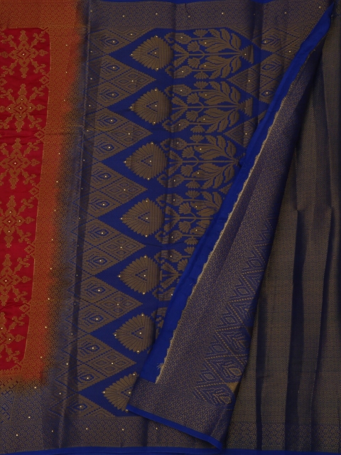 

Pothys Red & Blue Jute Silk Woven Design Saree