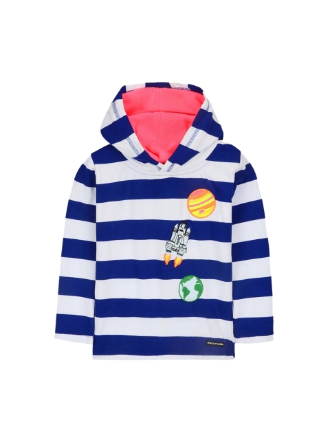 

Cherry Crumble Kids White & Blue Striped Hooded Sweatshirt